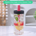 Hot High Appearance Straw Glass Cup, Heat-resistant Beverage Cup, Simple Student Portable Large Capacity Glass Water Cup Zpaxo Red letters