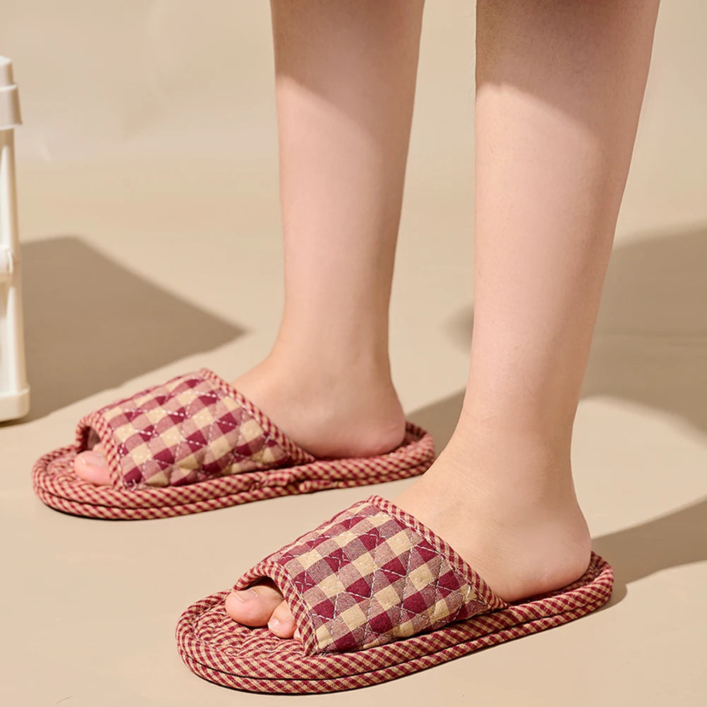 Indoor Slippers Lightweight Soft Cotton Floral Floor Shoes Fashion