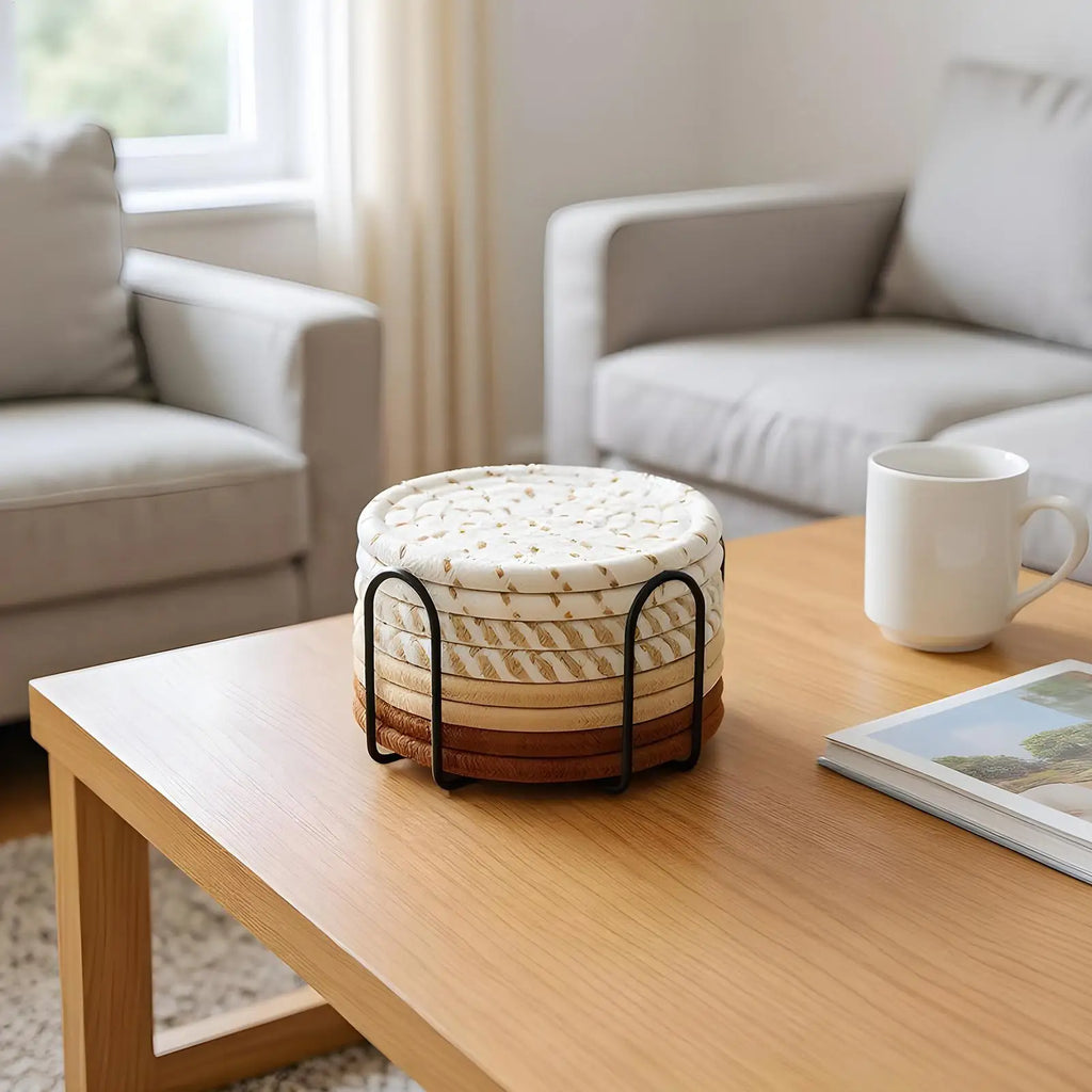 Coasters Drinks 8 Absorbent Cup Mat Holder Heat-resistant Cotton Rope