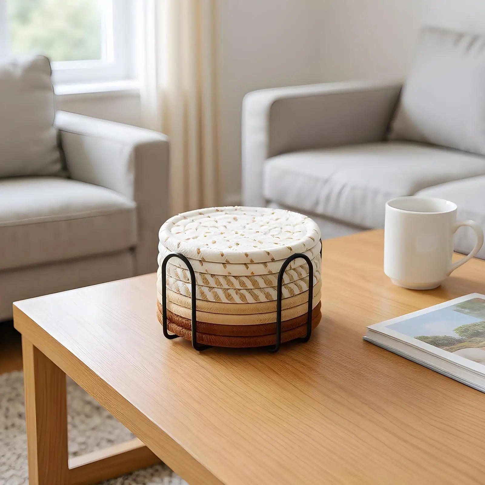 Coasters Drinks 8 Absorbent Cup Mat Holder Heat-resistant Cotton Rope