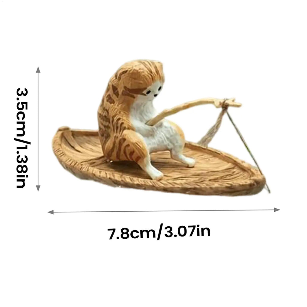 Cute Kitten Fishing Aquarium Ornament Floating Hanging Cat Fish Tank