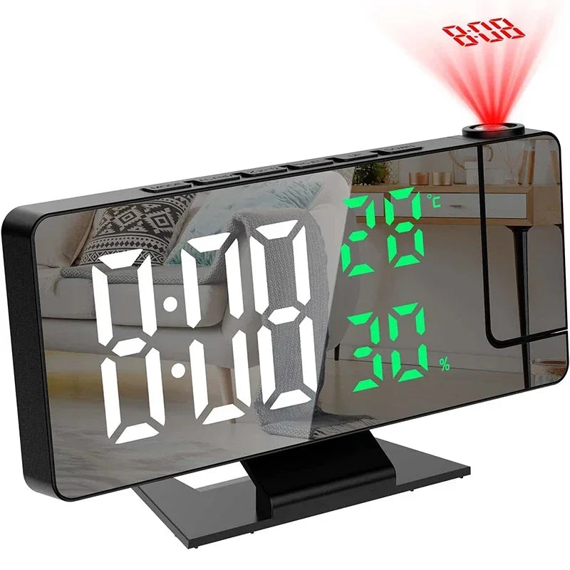LED Digital Alarm Clock Projection Projector Ceiling Time Temperature Zpaxo G4085A