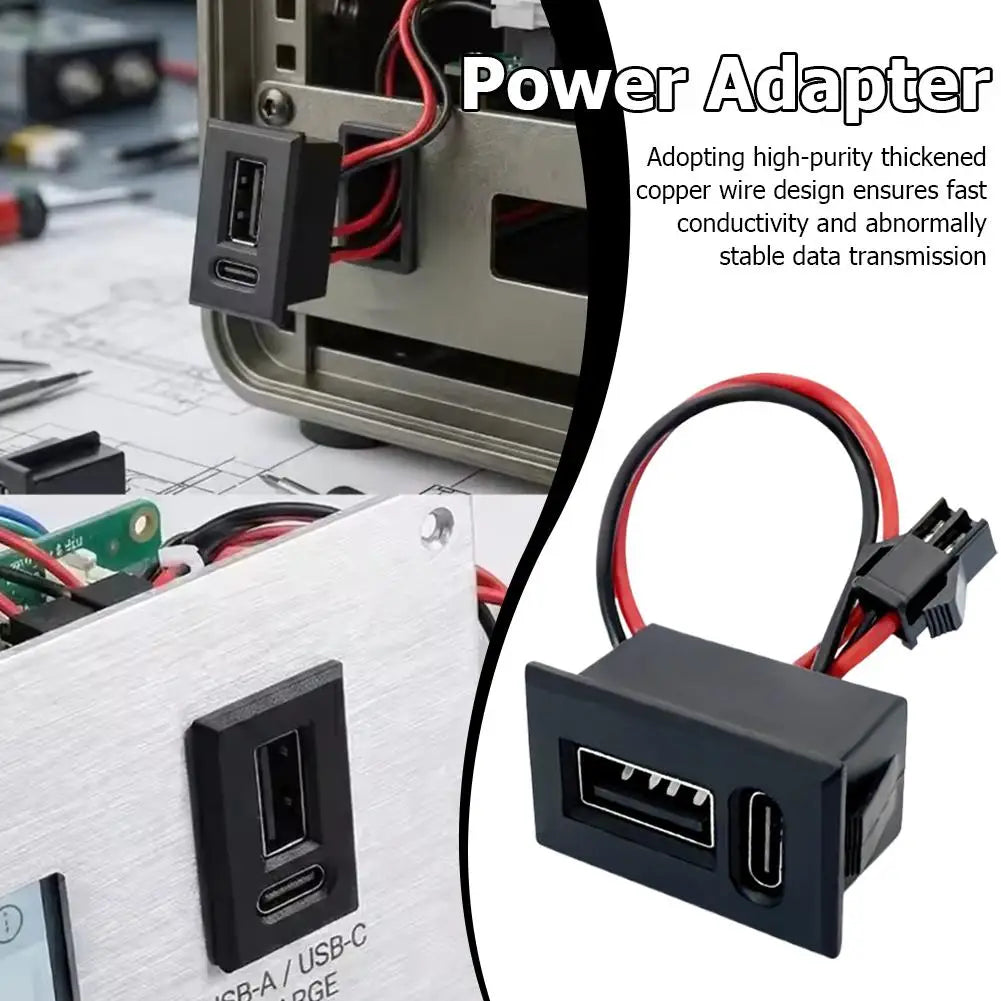 Dual USB-A & USB-C Embedded Charging Port Module with Cable USB Charging Module Zpaxo