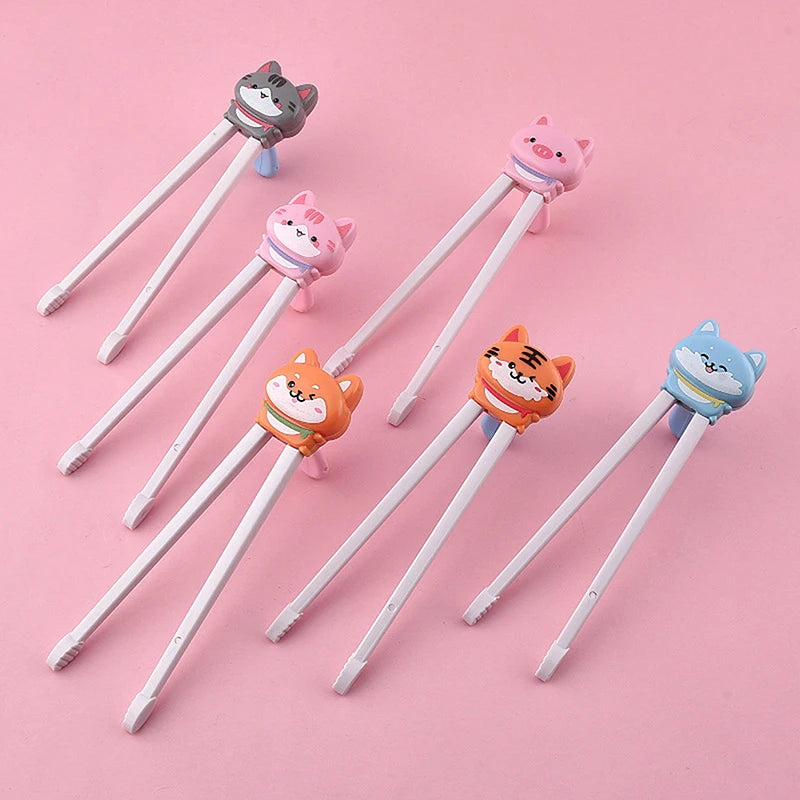 Animal Cartoon Babies Kids Learning Chopsticks Pair Cute Cat Design Zpaxo