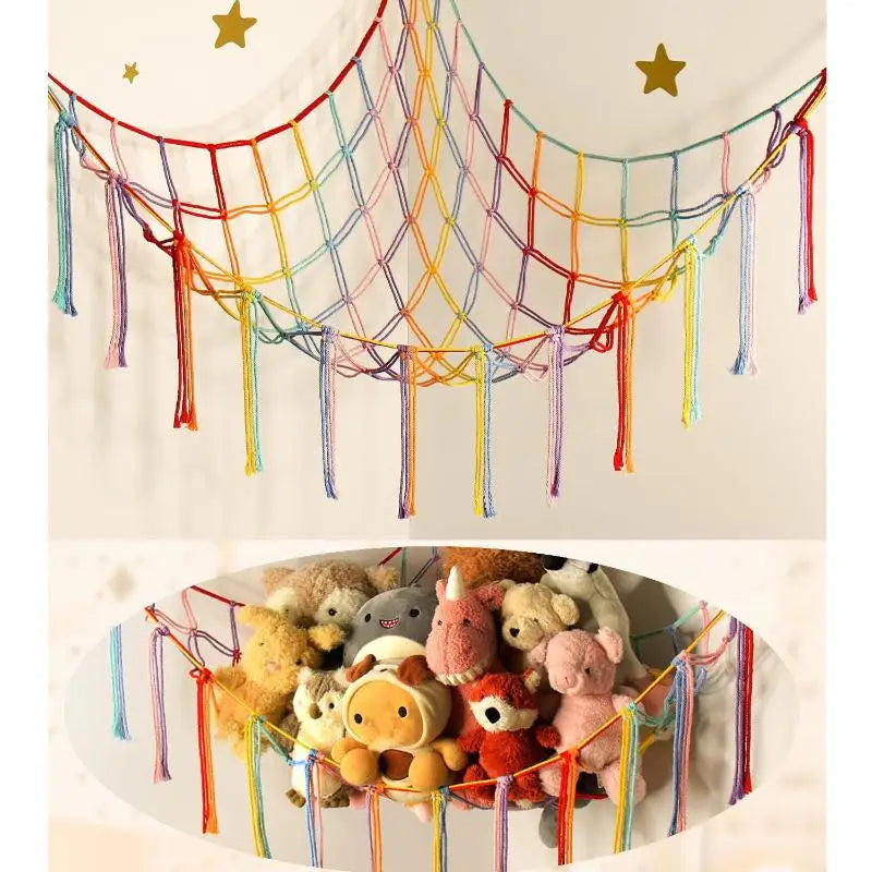 MBoho Toy Hammocks Wall Corner Hanging Storage Net Woven Tassel