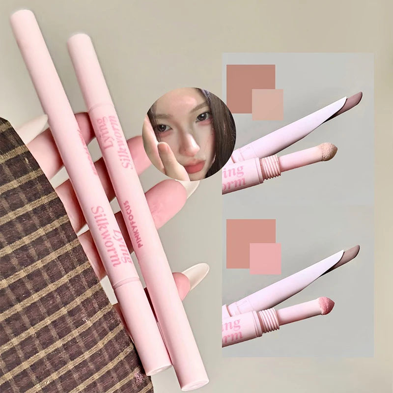 Meniscus Double-ended Silkworm Eyeliner Shadow Highlight Pen Waterproof Natural Brightening Aegyo Sal Pencil Contour Eye Makeup Zpaxo