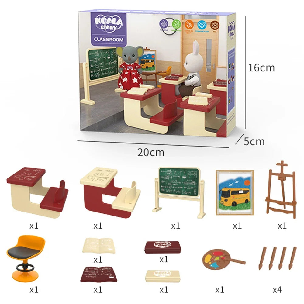 1 12 Dollhouse Miniature Classroom Realistic Chalkboard Desk Chair