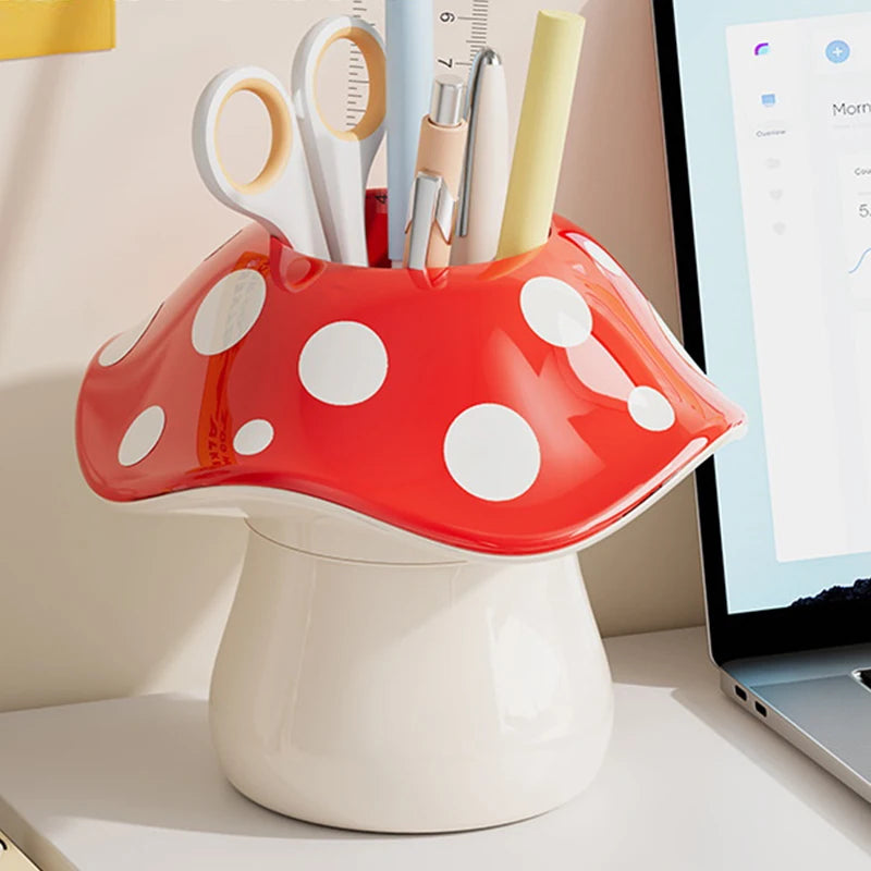 Polka Dot Mushroom Desk Organizer Student Dormitory Storage Box