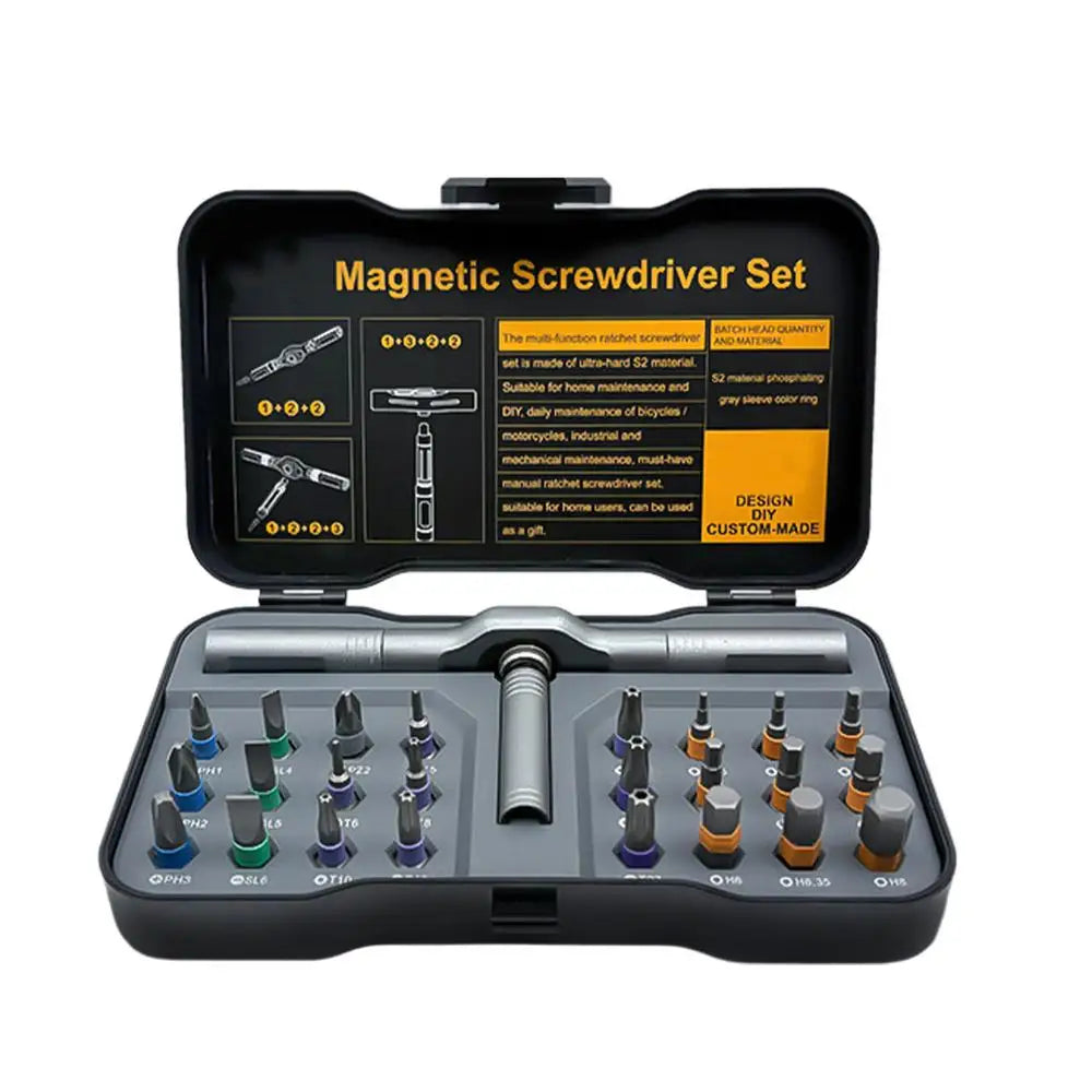Ratchet Screwdriver Set 24-in-1 Magnetic Hex Wrench Maintenance Tool Electrician Screwdriver Set For Automotive Home Garage Zpaxo China Mainland set