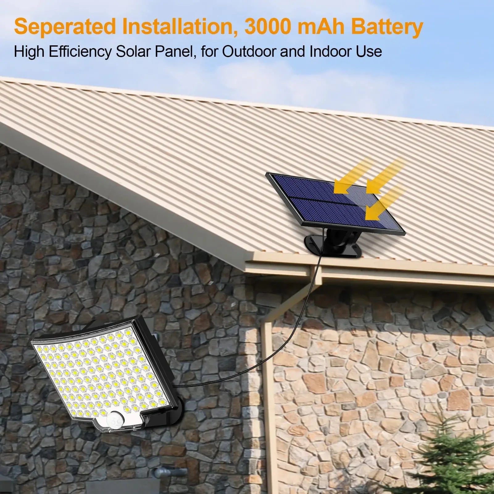 Solar Panel Led Headlights Waterproof 160LED Split Motion Sensor Zpaxo