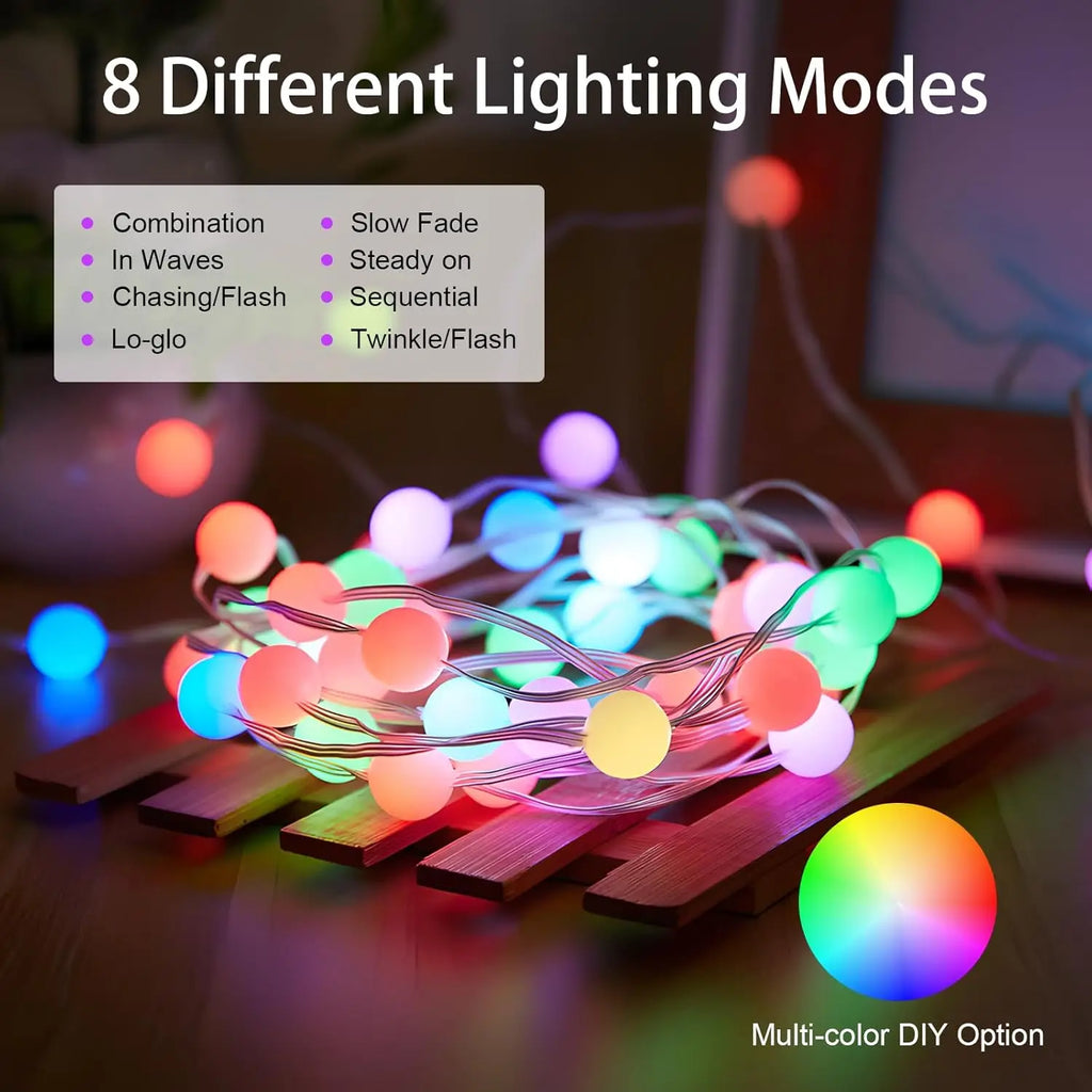 RGB Color Changing Globe String Lights 33ft Smart APP Control Fairy String Hanging Lights For Indoor Outdoor Party Christmas Zpaxo