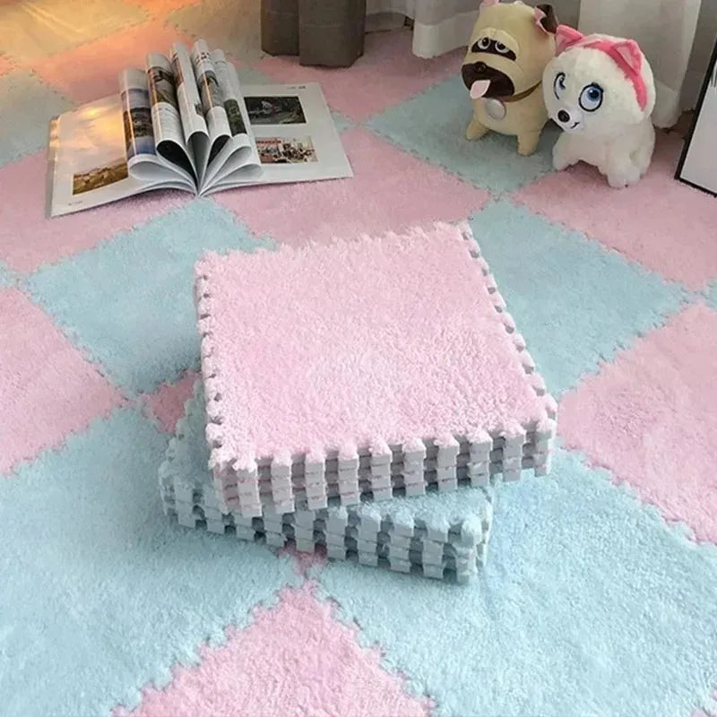 30 Plush Shaggy Interlocking Foam Carpet Tiles Kid Squares Protective