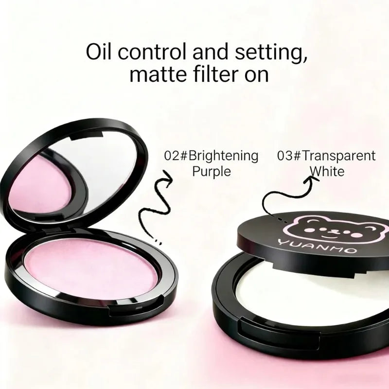 Natural Matte Pressed Powder Oil Control Setting Powder Transparent Brighten Whitening Face Foundation Compact Concealer Makeup Zpaxo