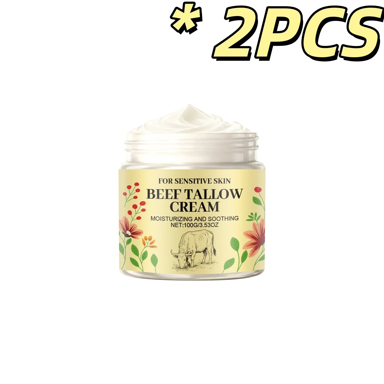 Beef Tallow Body Cream – Deep Moisturizer for Dry Skin 100g Body Moisturizing Cream Zpaxo 100g X 2PCS