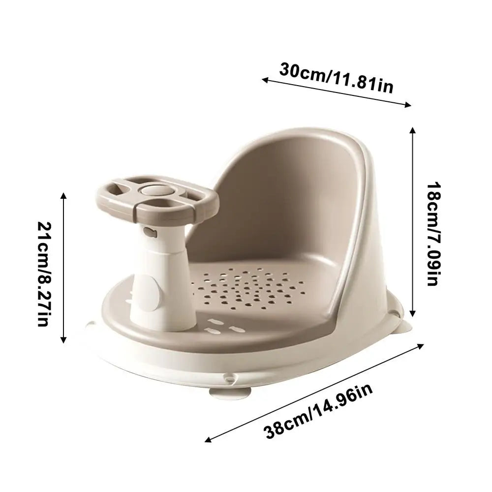 Baby Bath Seat Baby Bath Chair With Steering Wheel Bathing Support Portable Comfortable Washing Device For Girls Home Travel Zpaxo Beige United States