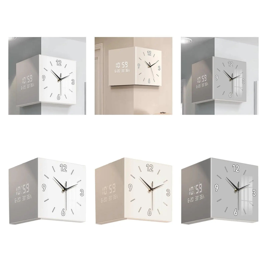 Double-sided Corner Clock Modern Minimalist Calendar Electronic Night Zpaxo