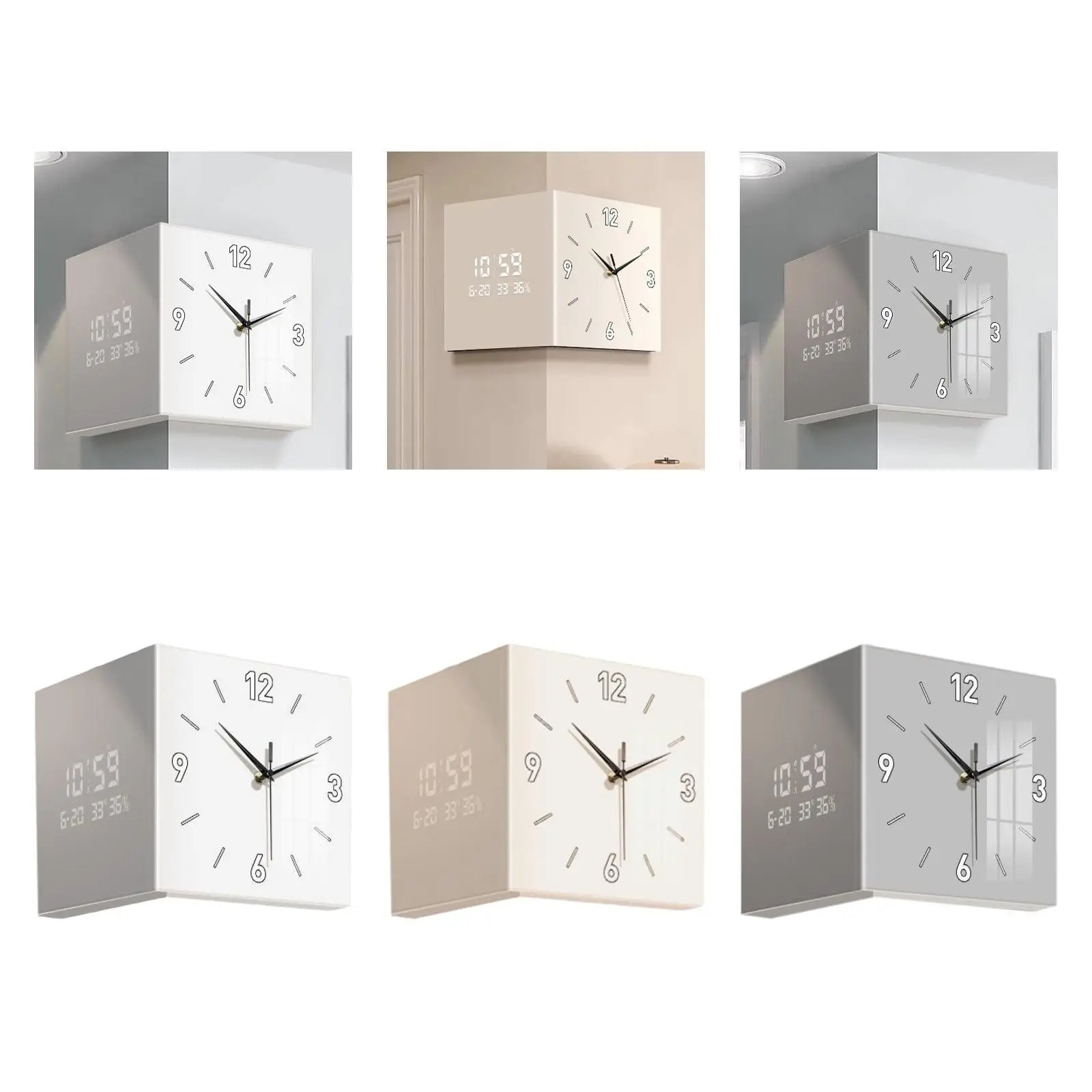 Double-sided Corner Clock Modern Minimalist Calendar Electronic Night Zpaxo