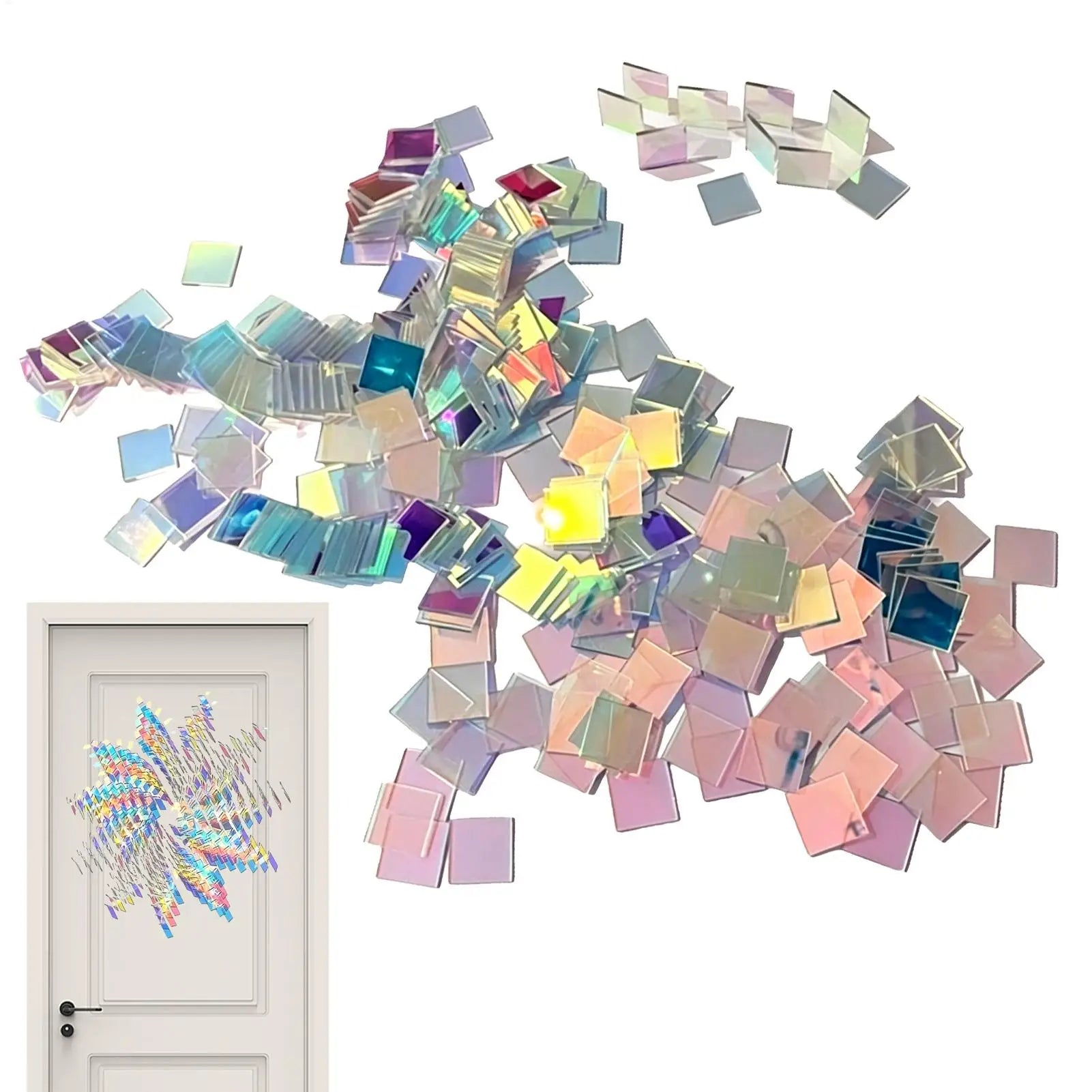 50/100X Square Shape Laser Plexiglass Rainbow Board Acrylic Iridescent/Radiant Circle DIY Advertising/Home Decorate Zpaxo