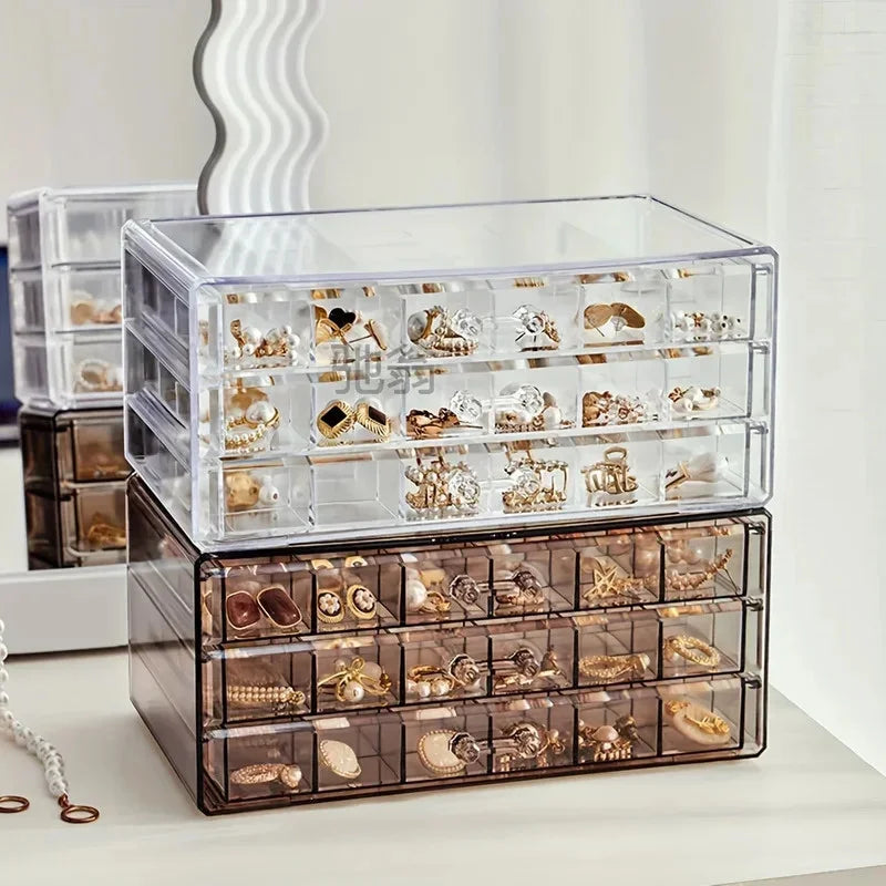 Large Capacity Jewelry Storage Display 72 Grid 3-Layer Organizer