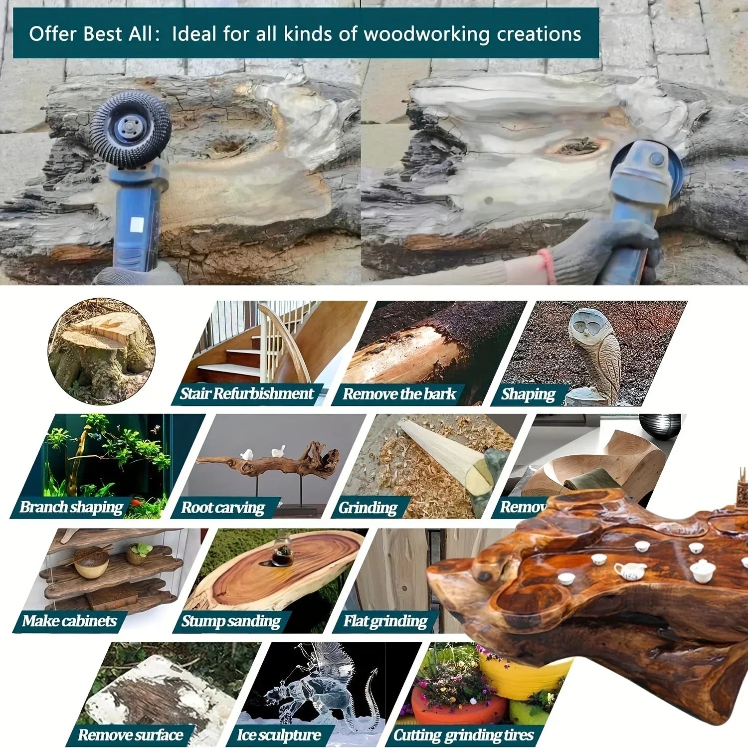 Wood Grinder Wheel Disc 4 Inch 22mm , Grinding Disc Sanding Carving Rotary Tool Rotary Tool Accessories Precision Tool for Woodw Zpaxo