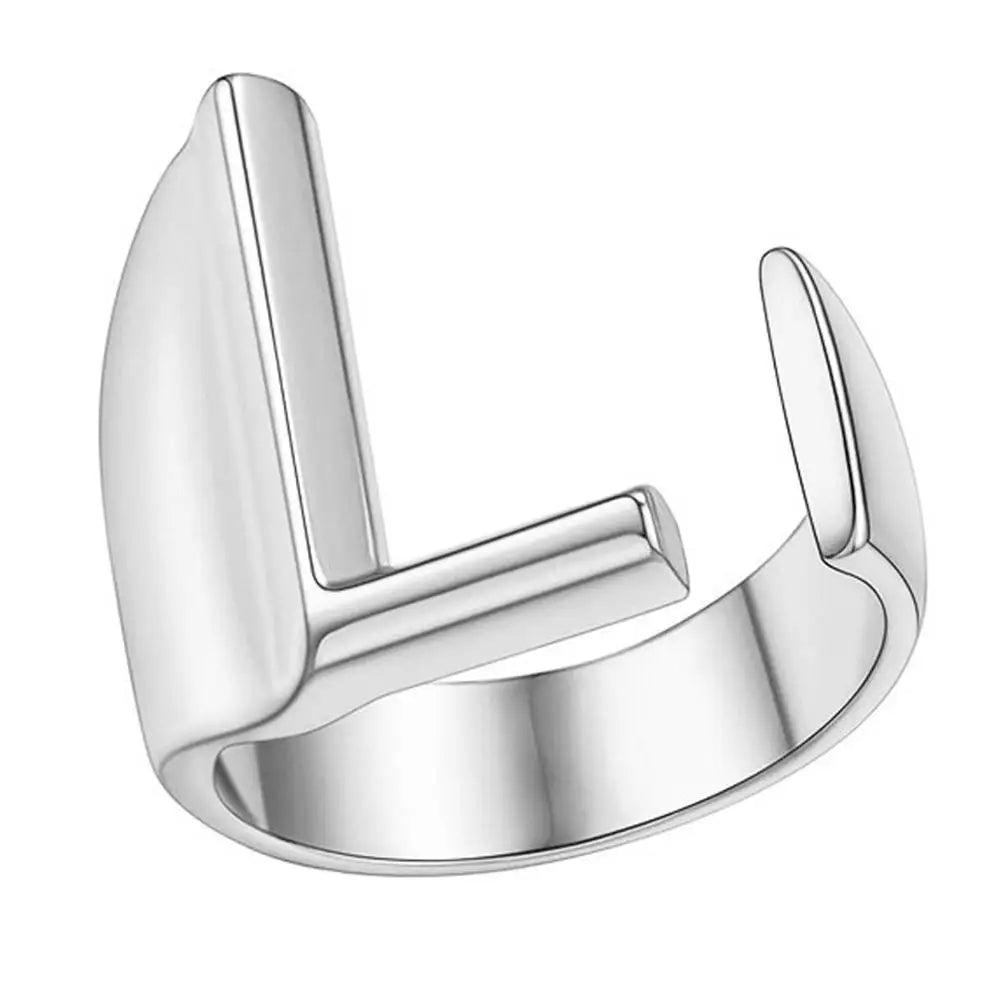 A-Z Initial Letter Ring – Adjustable Open Band Ring for Women