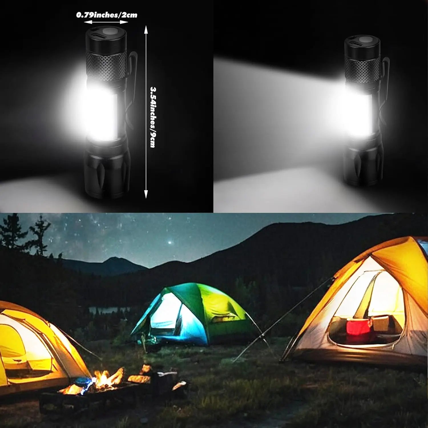 COB+XPE Mini LED Pocket Flashlight | USB Rechargeable Zoomable Torch