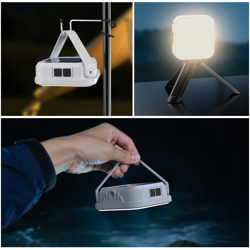 Emergency Lighting Solar Camping Light Portable Outdoor Tent Work SMD Rechargeable LED Hanging Lamp with Digital Power Display Zpaxo