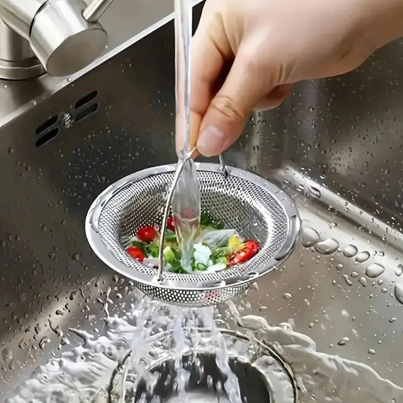 Stainless Steel Kitchen Sink Strainer Handle Food Waste Catcher Home
