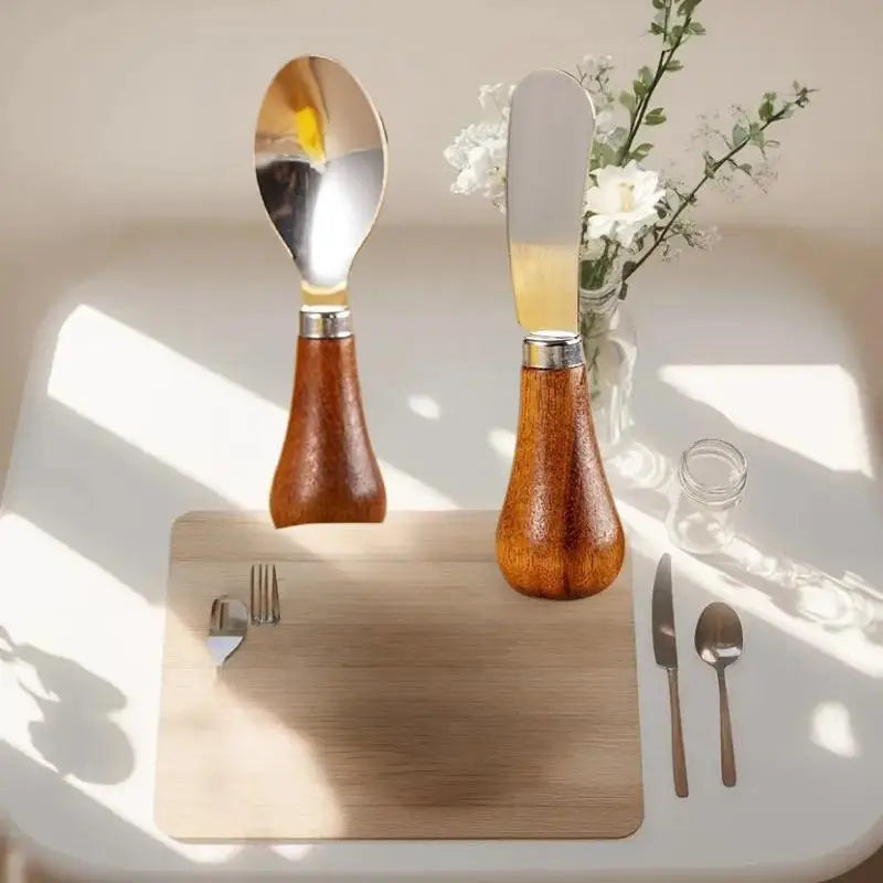 1 Wood Handle Stainless Steel Cheese Knife Features Butter Spreader Zpaxo