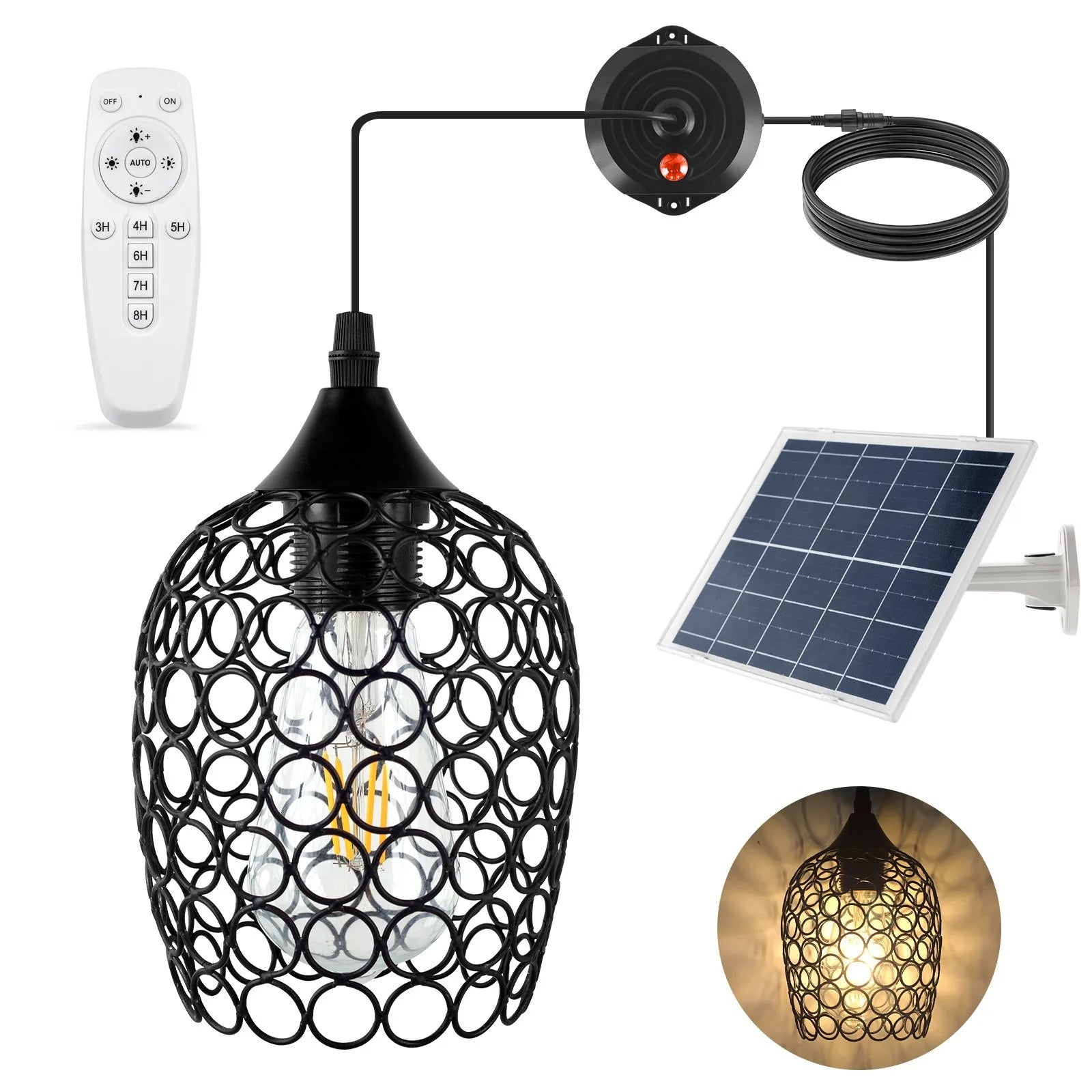 Solar Pendant Lights Outdoor Indoor Solar Shed Light Splitlight Remote Timing Dimmable Solar Lamp for Garage Garden Sunlight Zpaxo