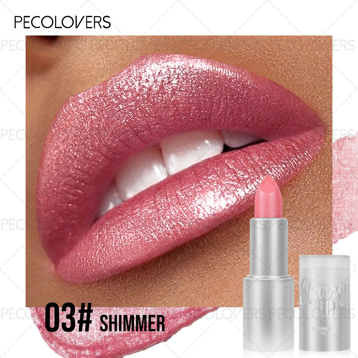 Moisturizing Pearlescent Shimmer Lipstick Glittering Purple Pink Zpaxo 03