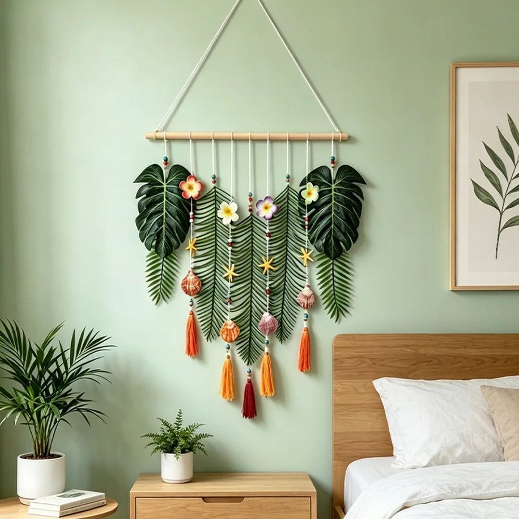Boho Leaf Wall Tapestry – Hand Woven Forest Style Decor Wall Tapestry Zpaxo