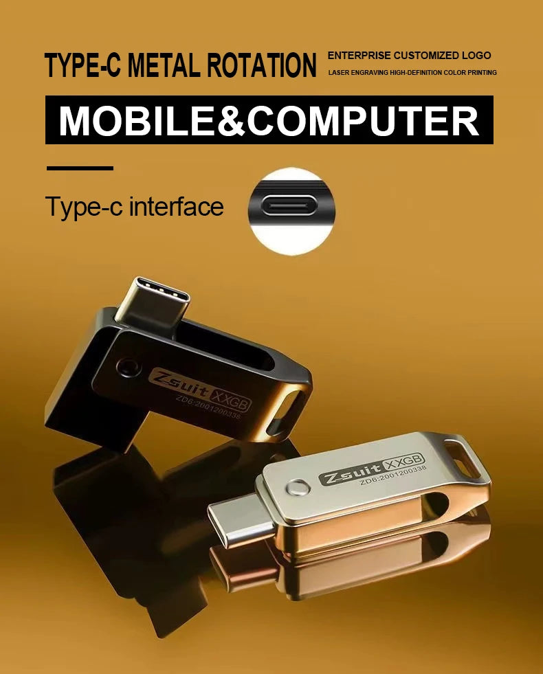 Zsuit Mini USB Flash Drive TYPE-C 2IN1 Pen Drives USB 3.0 Pendrive 32GB 16GB Flash Memory Stick 128GB U Disk Free Logo Gifts Zpaxo