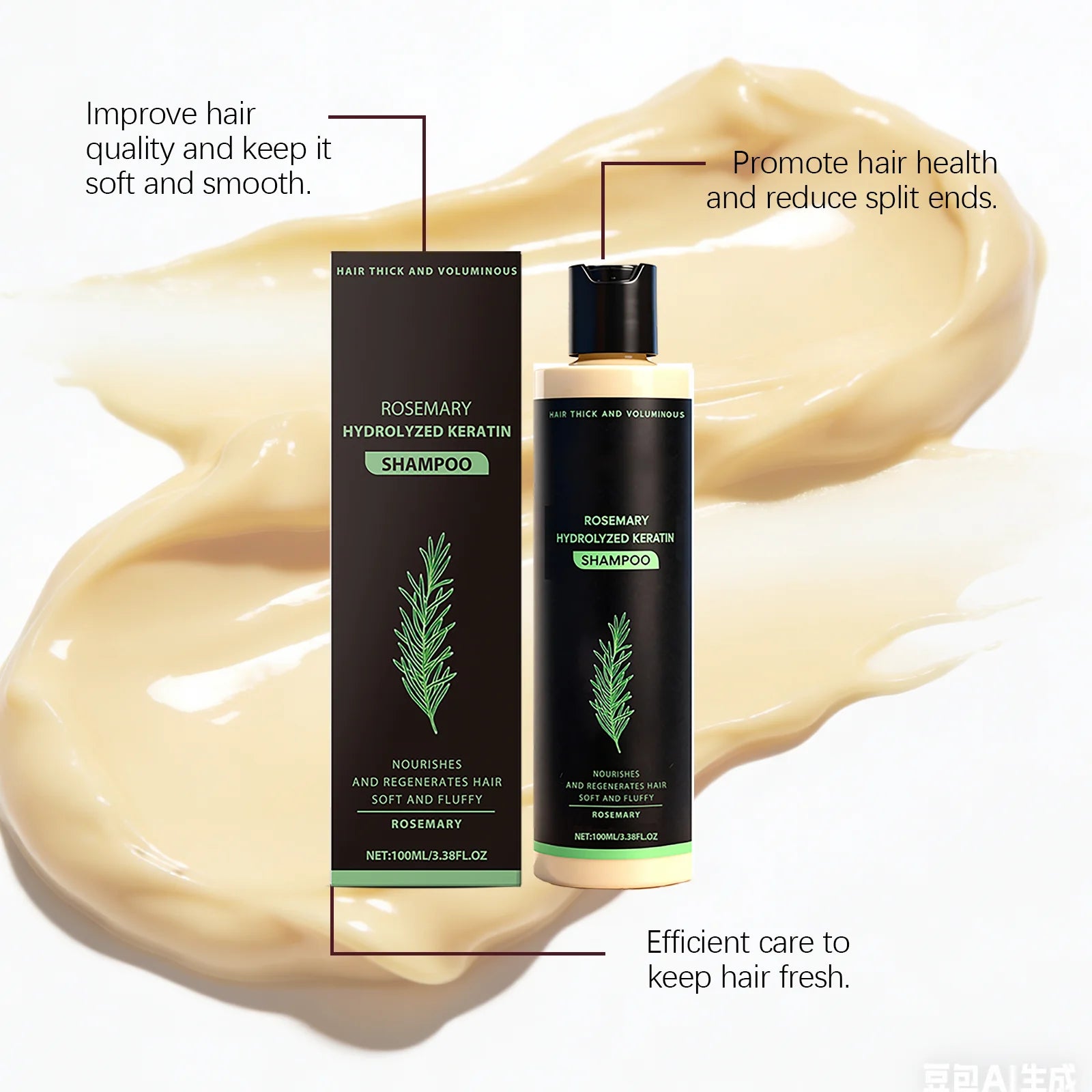Rosemary Oil Shampoo Hair Growth Prevent Hair Loss Volumizing Hydrolyzed Keratin Nourishing Moisturizing Deep Clean Scalp Care Zpaxo