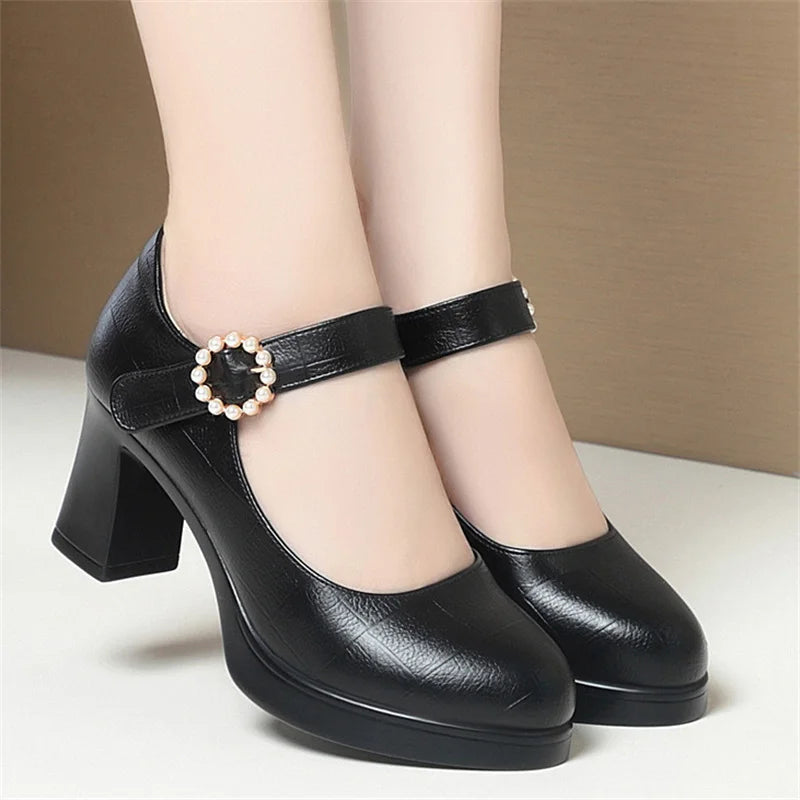 CINESSD Heel Office Shoes Elegant Middle Ladies Work Profession Women Zpaxo black 36 CN
