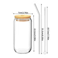 Drinking Glasses with Bamboo Lids and Glass Straw and Cleaning Brush 16oz Can Shaped Beer Coffee Cocktail Whiskey Cups Glasses Zpaxo J230701 as picture show