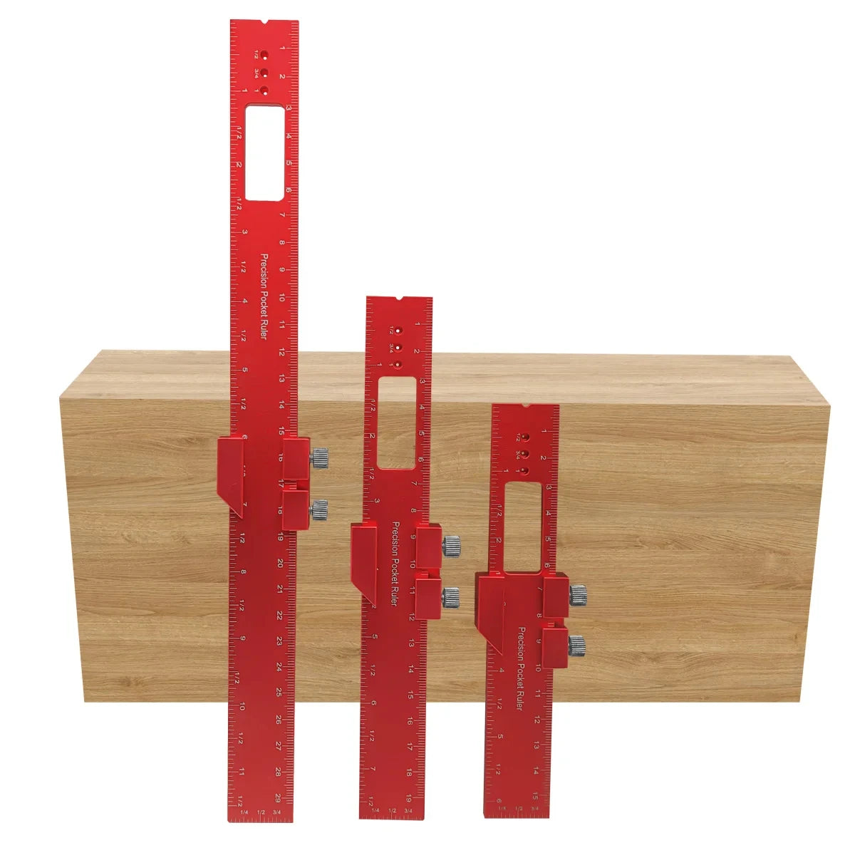 Precision T Type Pocket Ruler Inch Metric Measuring Tool with Slide Stop for Carpentry Marking Zpaxo