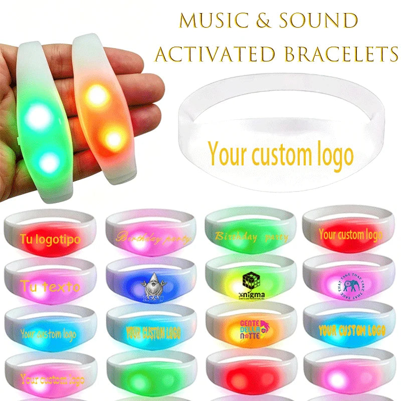 20 30 50 70 Music Sound Activated LED Bracelet Light Up Glow Dark