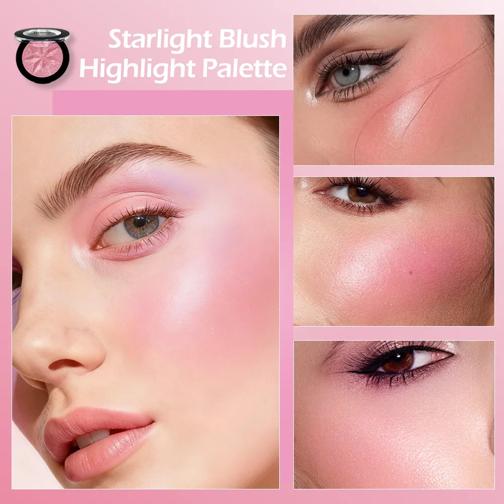 Multi-Use Shimmer Pink Blush JUJU DREAM Starlight Blush & Highlighter Blush for Face & Eye Makeup Zpaxo