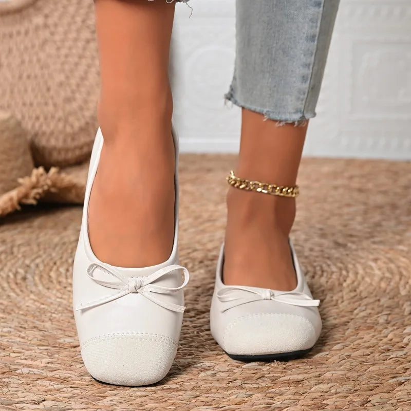 Women's Solid Lightweight Vintage Single Shoes Women Fashionable Bow Zpaxo