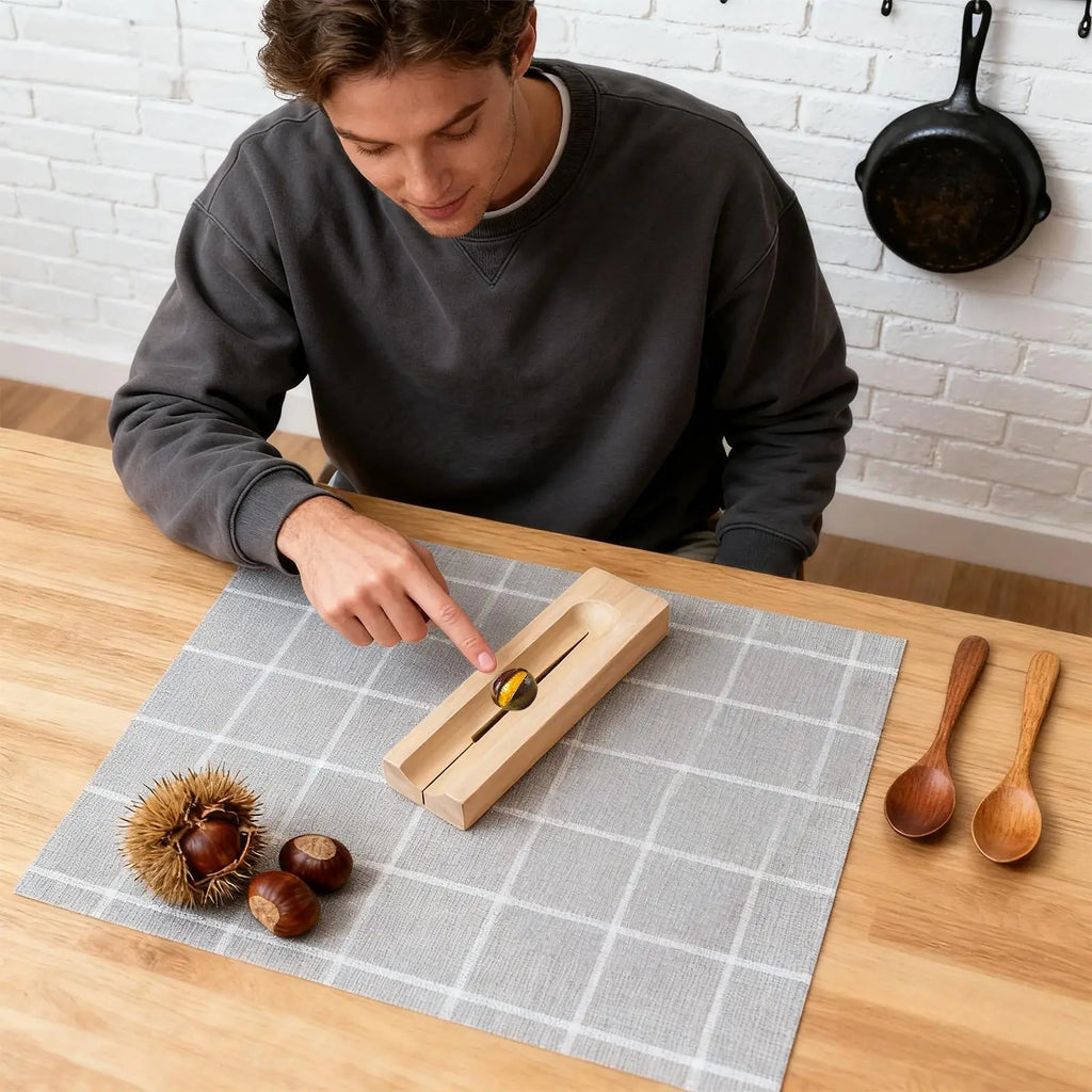 Nut Cracker Tool Manual Wooden Sheller Chestnut Walnut Opening