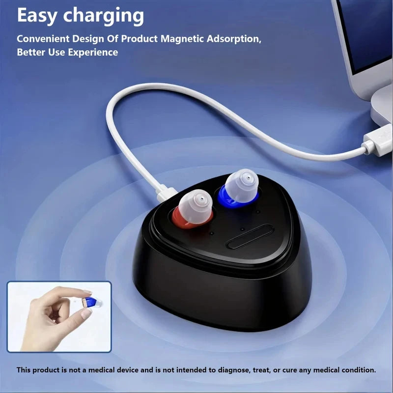 Portable Rechargeable Hearing Amplifiers Headphones Seniors Magnetic