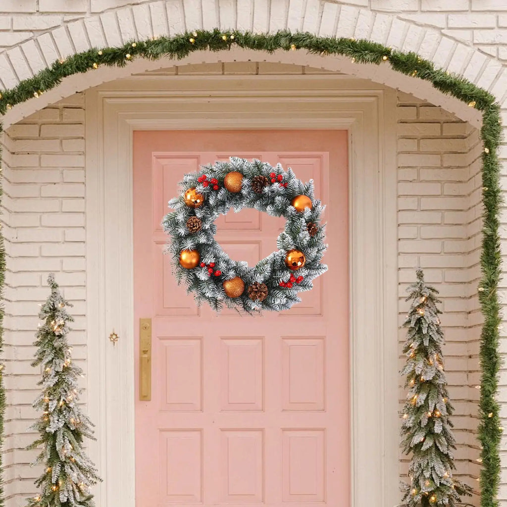 Christmas Wreath Front Door Realistic Winter Welcoming Artificial