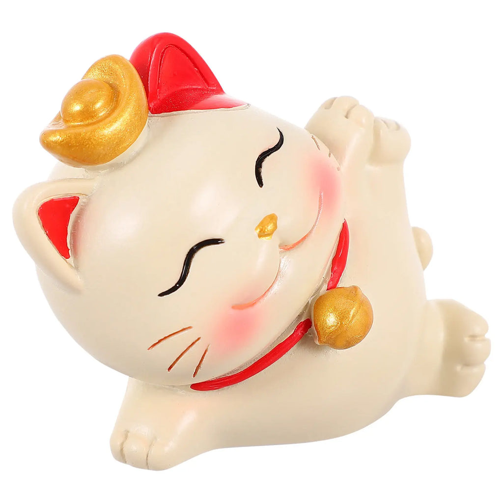 Resin Fortune Cat Statue Desktop Ornament Exquisite Craft Decoration