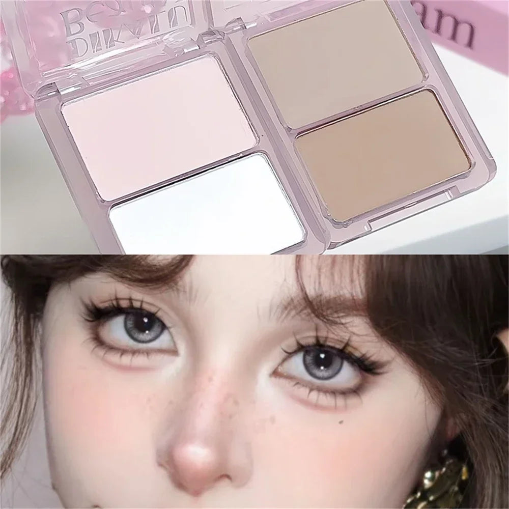 Two-tone Highlight Contour Palette Matte White Highlighter Grey Brown Nose Shadow Face Contouring Bronzer Brighten Powder Makeup Zpaxo