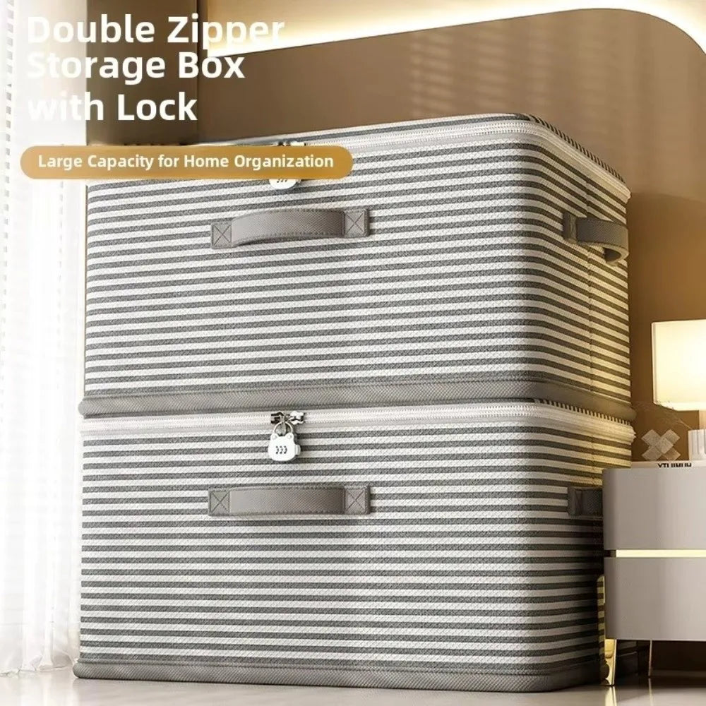 4-Pack Foldable Storage Boxes | Password Lock & Dust-Proof Zipper Foldable Storage Box Zpaxo