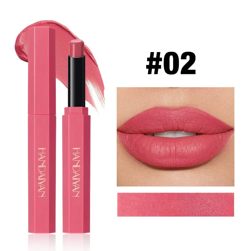 HANDAIYAN 6-Color Velvet Matte Lipstick Smooth Waterproof Non-Stick Soft Mist Solid Lip Gloss Long-Lasting Color Lip Makeup Zpaxo 02