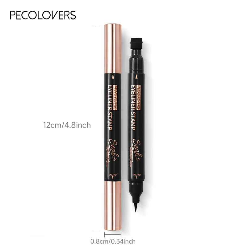 Waterproof Black Double Head Seal Eyeliner Liquid Pen Is Not Easy To Smudge Triangle Stamp Eyeliner Liquid Eye Liner Pencil Zpaxo