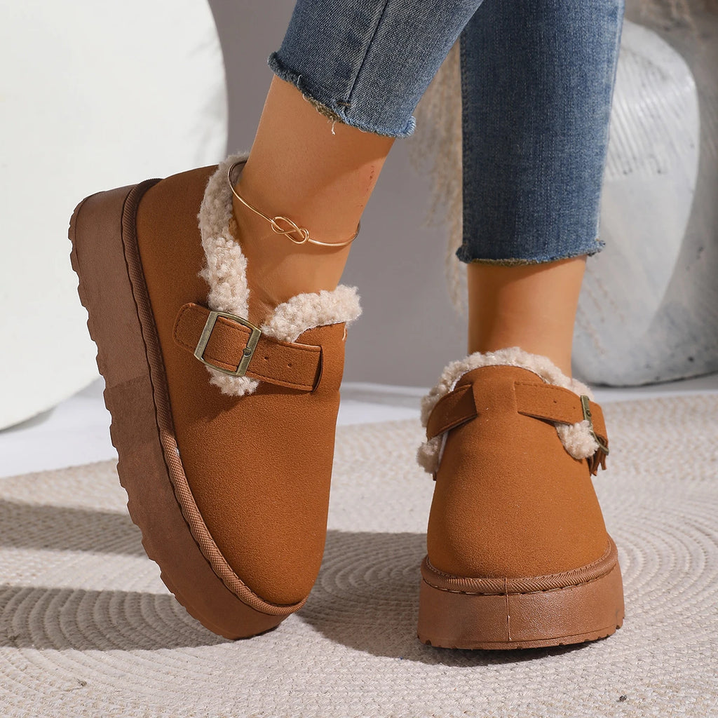 Women Snow Boots Lightweight Comfortable Ankle Boots Women Autumn Winter Shallow Shoes for Women Round Toe Casual Platform Boots Zpaxo
