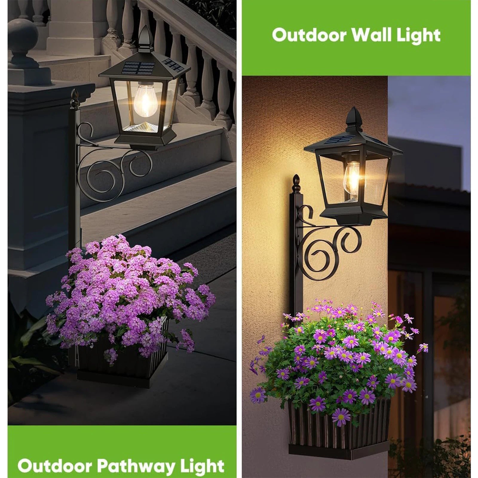 Outdoor Solar Planter Light Waterproof IP54 Auto Off Sensor 8-10 Hrs